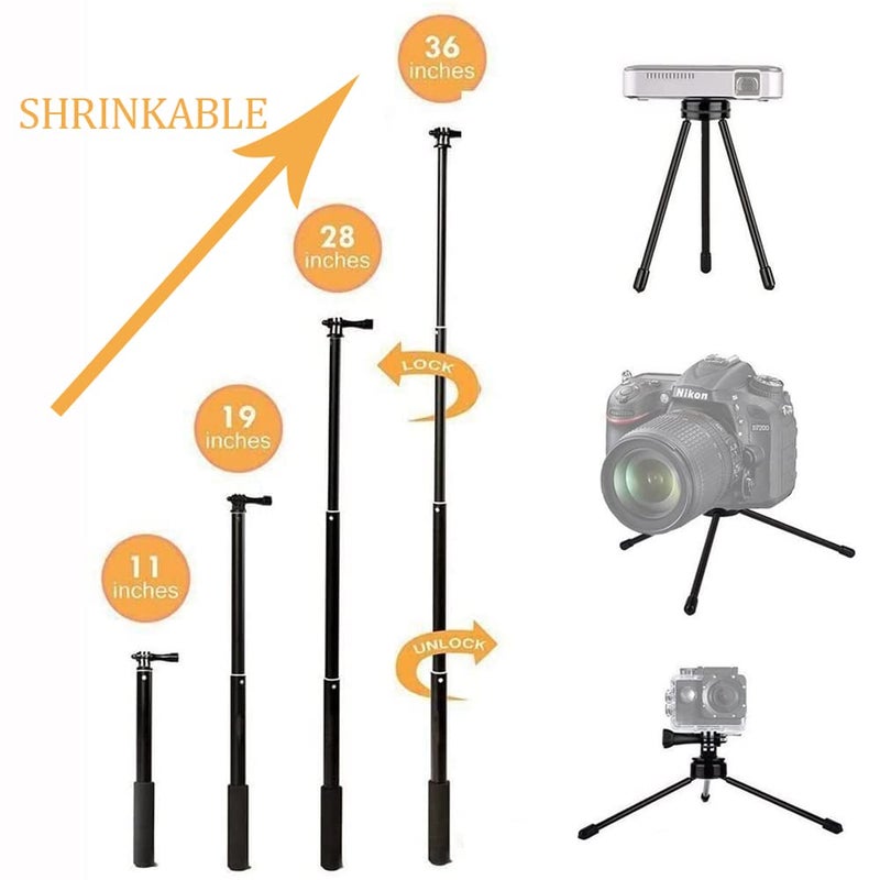 VVHOOY Action Camera Invisible Selfie Stick Tripod Compatible with Gopro Hero 13 12 11 10,Insta360 X5 X4 X3,AKASO EK7000 Brave 4,DJI OSMO,ODDV,Extension Pole Selfie Stick Adjustable Waterproof Handle Grip - Image 3